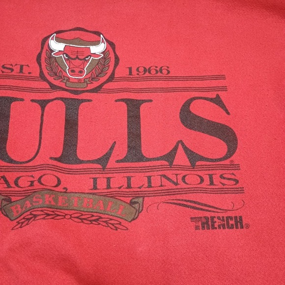 Vintage 1992 Trench Chicago Bulls NBA Red Crewneck Sweatshirt XL - Picture 3 of 9